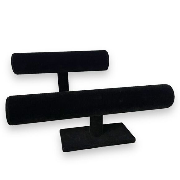 Black Velvet T-Bar Bracelet Jewelry Display Stand Set of 2 - Picture 4 of 15